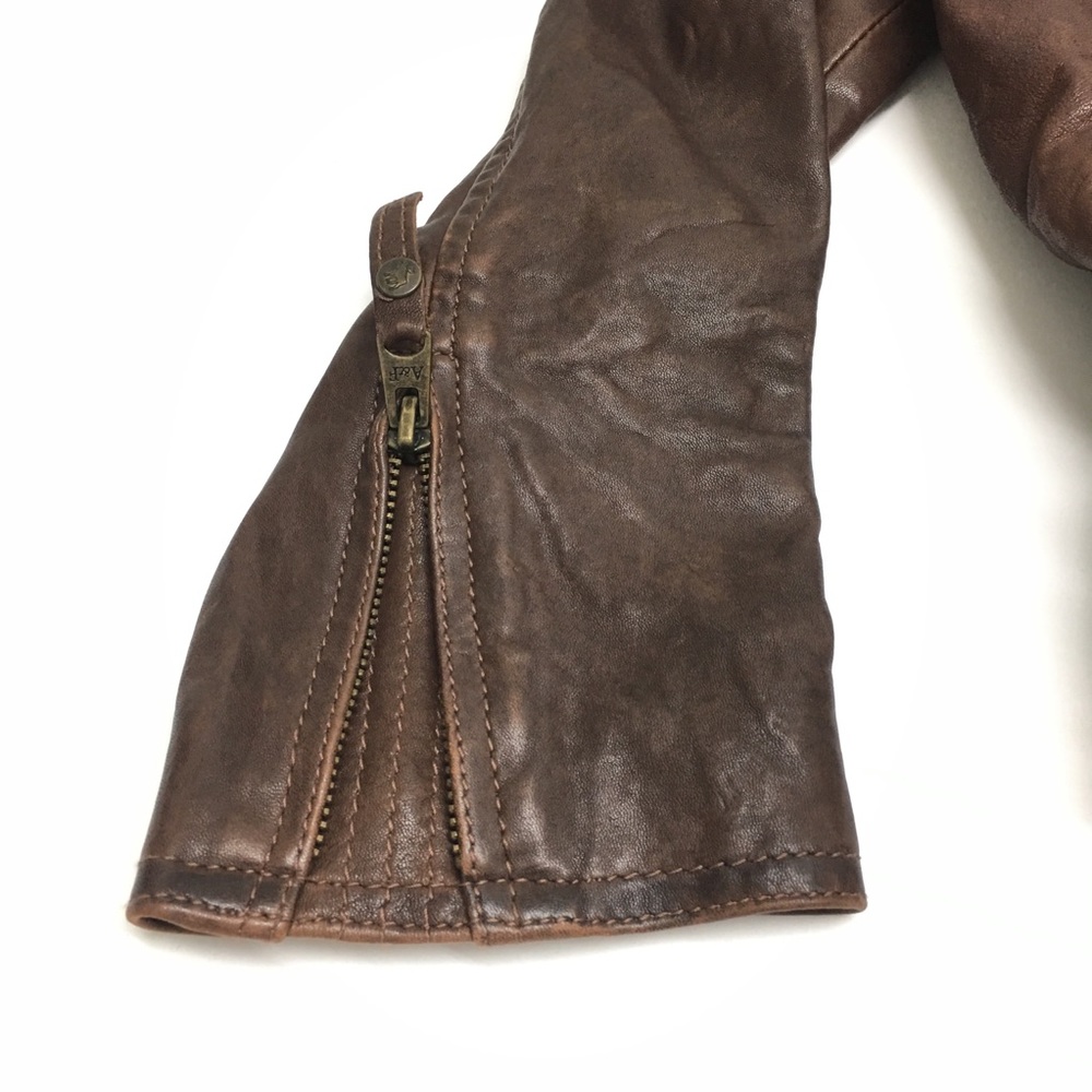 ABERCROMBIE & FITCH brown wrinkled leather jacket - Picture 8 of 8